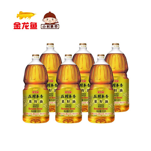 金龙鱼压榨本香菜籽油 1.5L 非转压榨6瓶装